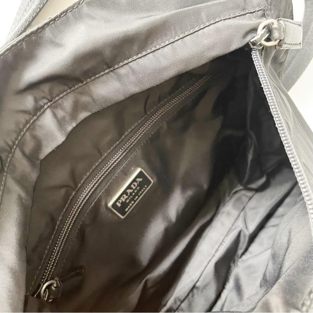 Prada unisex black nylon triangle logo pockets crossbody bag - Picture 8 of 11